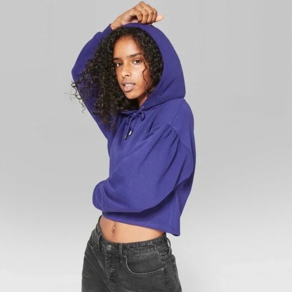 Wild Fable Puff Sleeve Crop Hoodie